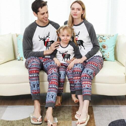 2022 Mommy and Me Clothes Tops+Pants Christmas Father Mother Children & Babys Matching Sleepwear Family Pajamas Set Deer