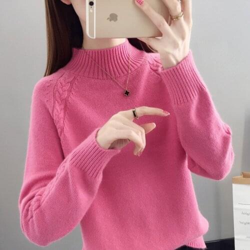 Korean Half Turtleneck Pullover Sweater 2021 Autumn Winter New Solid Knitted Tops Casual Pull Femme Bottoming Shirt Jumpers G794