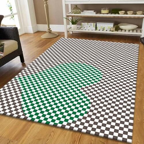Geometric lattice Print Carpets for Living Room Bedroom Area Rugs Modern Washable Home Decor Carpet Anti-slip Bedside Floor Mat