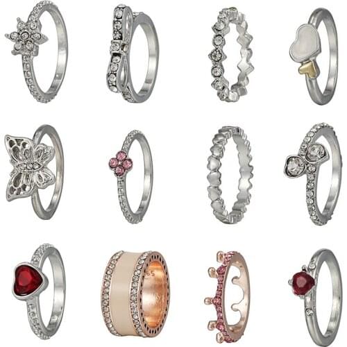 Hot sale Silver Color Bow-Knot Finger Rings For Women Girls Sparkling Zircon Fits Fine Rings Wedding Jewelry Dropshipping