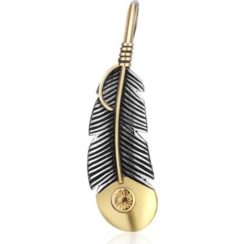 Fashion Jewelry Accessories Stainless Feather Pendant Titanium Steel Necklace Pendants