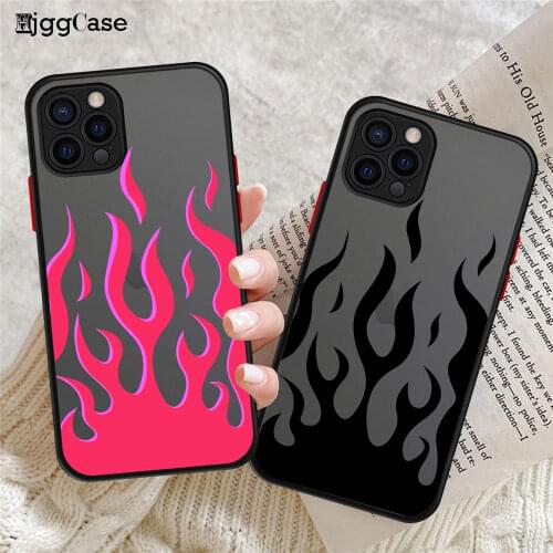 Fashion Multi-color Flame Shockproof Armor Matte Case For iPhone 11 12 Pro Xs Max XR X 6 7 8Plus SE Mini Luxury Bumper Cover