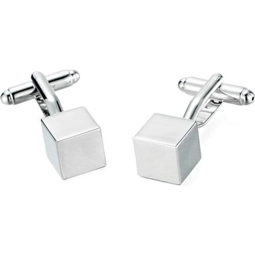 DY new high quality fashion men French shirt Cufflinks The old craftsmen hand polished silvery cube Cufflinks