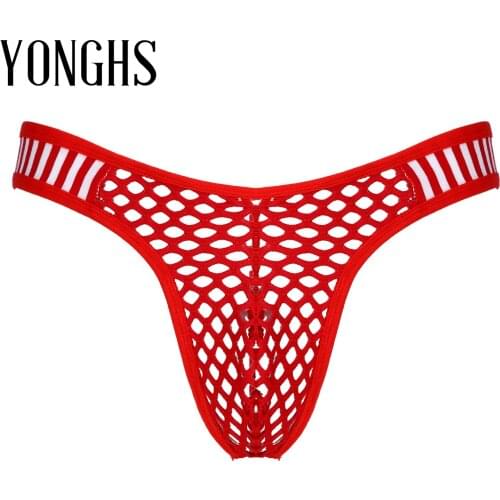 Mens Lingerie See-through Panties Hollow Out Fishnet Briefs See-through Panties Hollow Out Fishnet Briefs Sexy Thongs Underwear