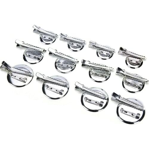 10Pcs 2.5cm,3.0cm,3.6cm DIY Craft Findings Dual Hair Clip Brooch Pin Components Back Base