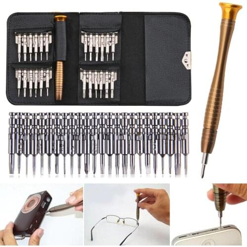 New Style Pocket Black Leather Bag 25 in 1 Screwdriver Set Mobile Phone Repair Hand Tools for iPhone Watch Tablet PC Computer