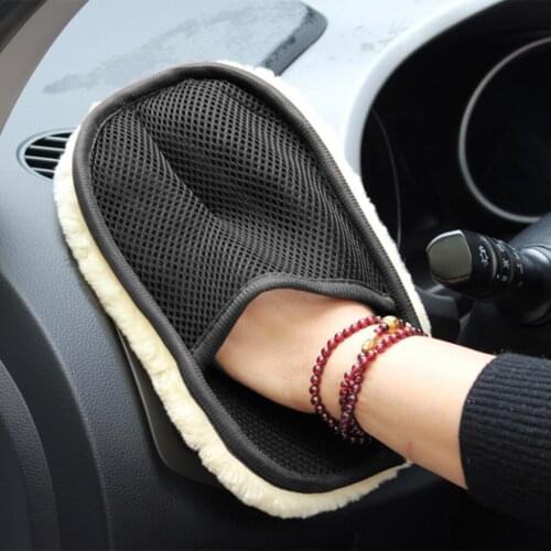 Car Cleaning Brushes Polishing Mitt Brush Clean Wool Car Wash Glove Black
