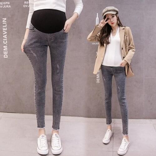 Maternity Clothes Elastic Soft Maternity Jeans Skinny Pregnancy Pants Lovely Trousers for Pregnant Women Spring Summer Clothing