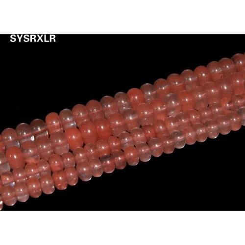 Wholesale Pink Cherry Quartz Glass Beads Natural Stone Spacer Rondelle Beads For Jewelry Making Charm DIY Bracelet 4*7/5*8 MM