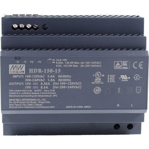 Original Mean Well HDR-150-15 meanwell 15V DC 9.5A 142.5W Ultra Slim Step Shape DIN Rail Power Supply