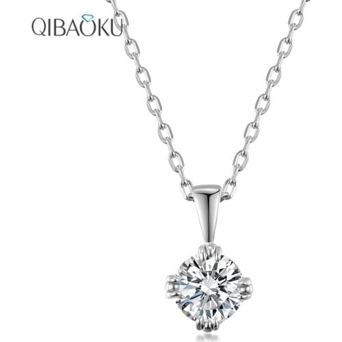 6mm EF Round Moissanite Necklace 18K White Gold Plated Diamond Test Passed 925 Silver Jewelry Fine Gift