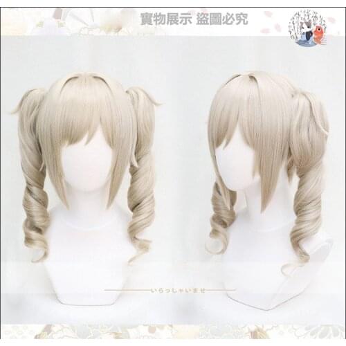 Game Genshin Impact Barbara Cosplay Wigs Curly Ash Brown Ponytails Heat Resistant Synthetic Hair Wigs+ Wig Cap
