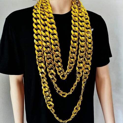 Plastic Necklace Hip-hop Gold Chain Jewelry Rock Live Performance Props Fake Gold Necklace Large Gold Chain Teaching Supplies