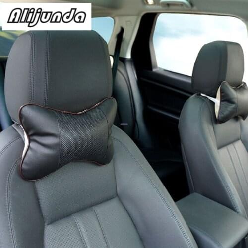 2pcs artificial leather neck headrest breathable car pillow for Mitsubishi ASX Outlander Lancer Evolution Pajero Eclipse Grandi
