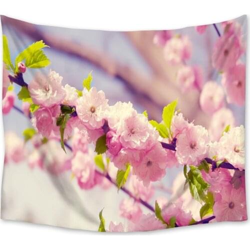 Pink Peach Blossom Flowers Print Tapestry Wall Hanging Carpet Tapiz Bedspread Beach Mat Witchcraft Wall Cloth Tapestries