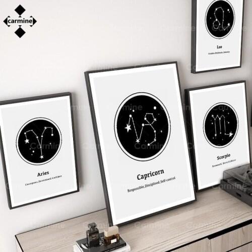 Nordic Wall Pictures 12 Zodiac Signs Canvas Painting Horoscope Wall Art Posters and Prints for Living Room Decoration Home Decor