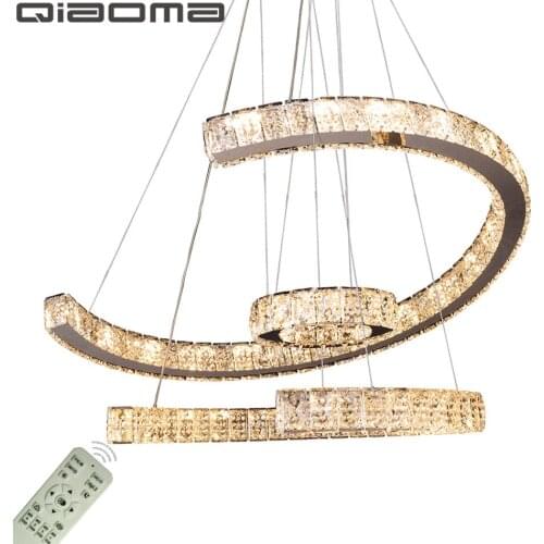 Modern LED Ring Crystal Chandelier Lights Hanging Chandeliers Light Indoor deco Lighting Fixture for Parlor Living Room