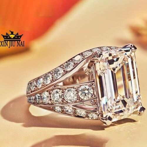 Super Exaggerated Sparkling Party Jewelry Awesome Square Orange Champagne Zircon Gems Morganite Jewelry Solitaire Gold Ring