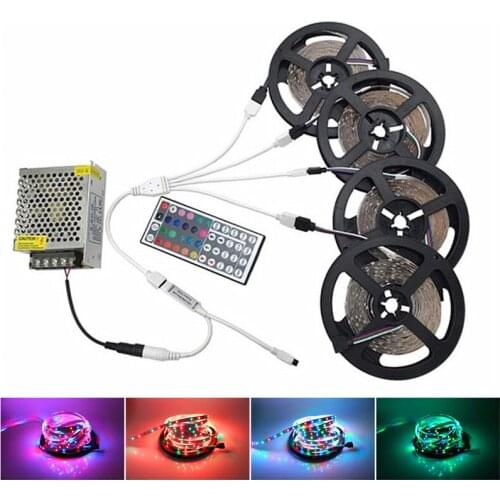 5M 10M 15M 20M RGB LED Strip DC12V SMD 2835 Waterproof Flexible Tape Ribbon Colorful Rope Light String Lamp+LED Controller+Power