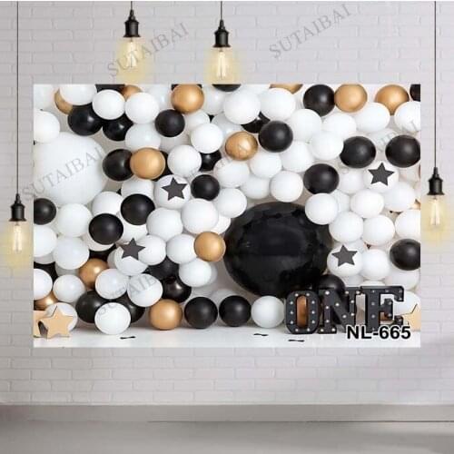 Balloons Star Wall Backdrop Boy Children 1st Birthday Cake Smash Background Pink Balloon Kids Portrait Photography Photo Shoot