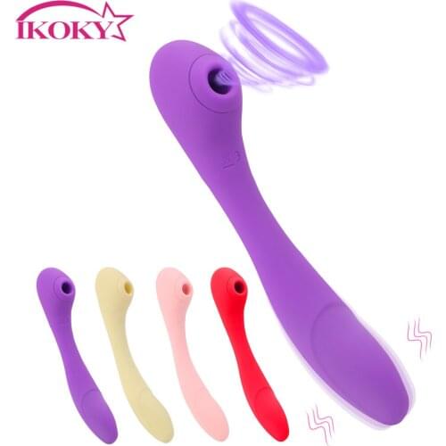 IKOKY Sucking Vibrator Vaginal Massager Female Masturbator Bendable Sex Toys Nipple Sucker Stimulator Sex Toy for Women