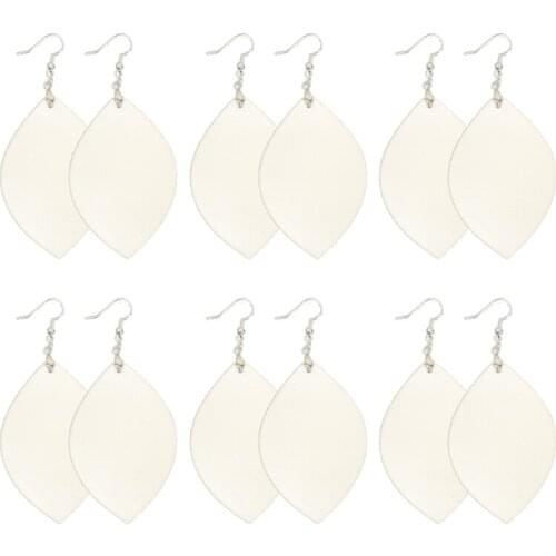 6 Pairs Handmade Wooden Sublimation Blanks Earrings MDF Sublimation Printing Dangle Earrings for Women Jewelry Making