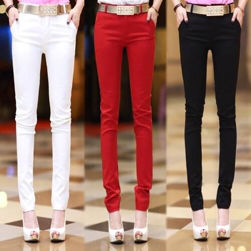 Spring Summer Women Solid Color Long Pencil Pants Thin Office Laides Work Trousers Sashes Slim Fit Suit Pants Pantalon Femme