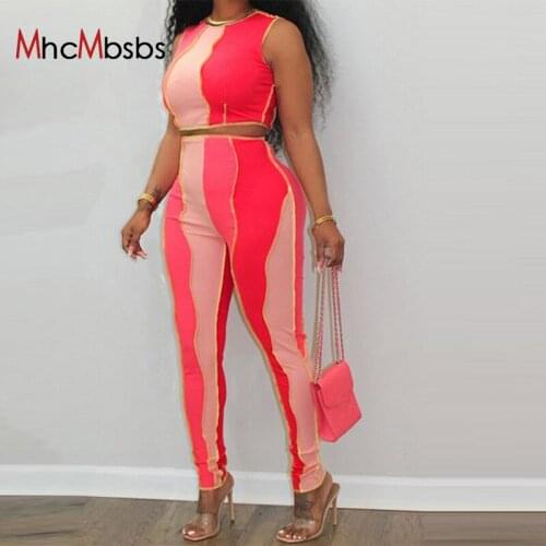 Color Blocking Sweatsuits for Women Set Joggers Summer 2021 Y2K Clothes Sets Patchwork Lounge Wear Tracksuit Two Piece Outfits