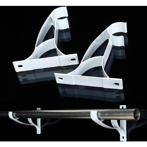 1Pair Aluminum Curtain Rod Bracket Support for Curtains Sticks Without Drilling Fixtures Rod Bracket White