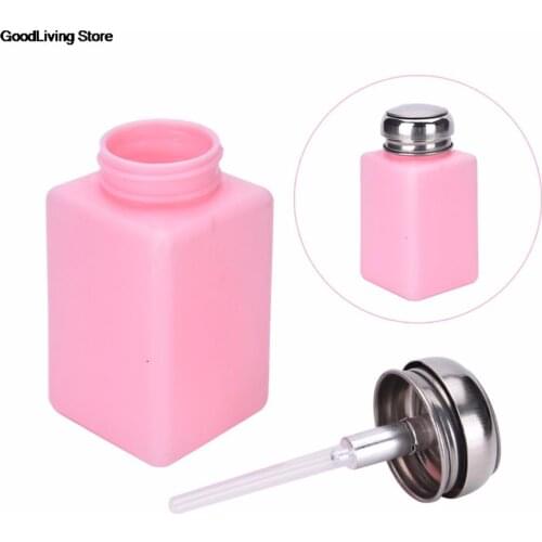 1pcs New Professional 200ML Empty Pink Bottle Pump Dispenser Nail Polish Liquid Alcohol Remover Nail Art Equipment Tool
