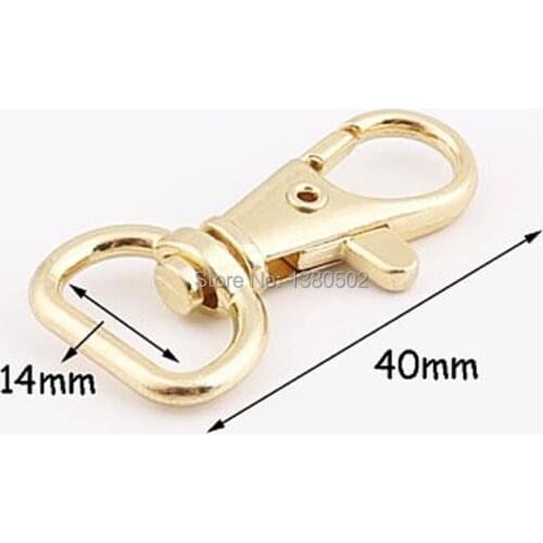 10pcs/lot 40*14mm Gold Color Metal Snap Hook Key Ring Clasp Clip Bag Hardware Accessories