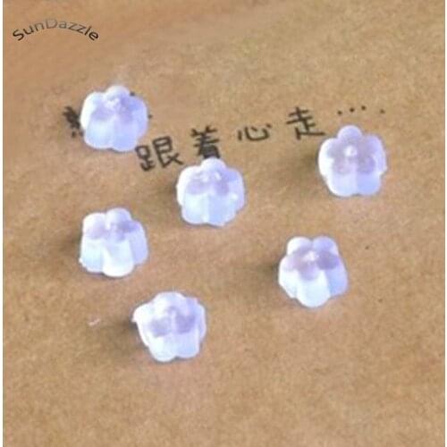 5mm 100pcs Clear Soft Silicone Rubber Earring Backs Safety Flower Stopper Rubber Jewelry Accessories DIY Parts Ear Plugging