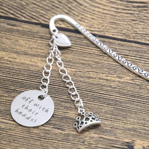 12pcs/lot Alice in Wonderland Inspired bookmark Villain Red Queen of Hearts Off With Their Heads Silver tone crystal