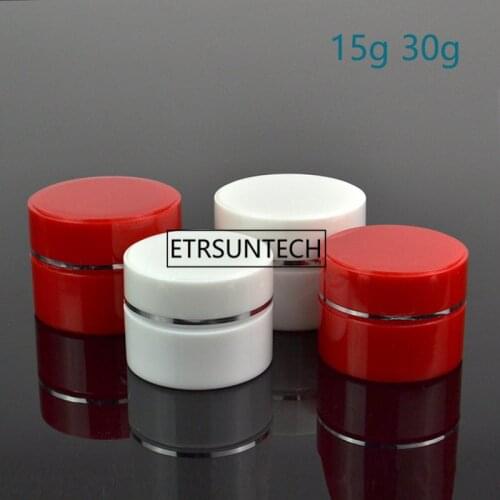 15g 30g white red jar with silver line ,cosmetic container,,cream jar,Cosmetic Jar,Cosmetic Packaging F20171031