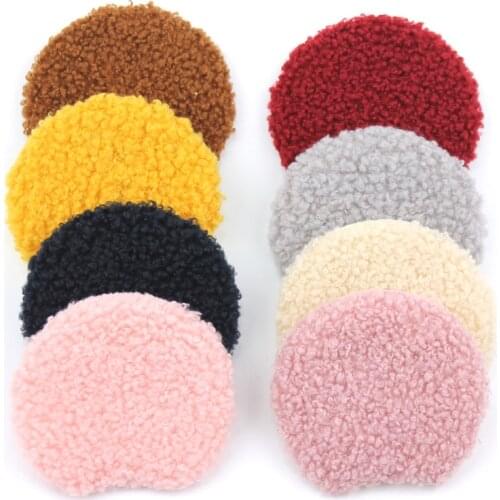 16Pcs 8cm Teddy Plush Big round shape Padded Appliques for DIY Kids headwear Bag Handmade Decor Hair band Ornament Accessories