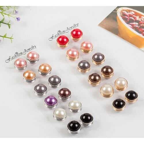 2Pcs Strong Magnet Metal Brooches for Women Pearl Round Hijab Pins Magnetic Safety Pin Scarf Buckle Muslim Fashion Jewelry