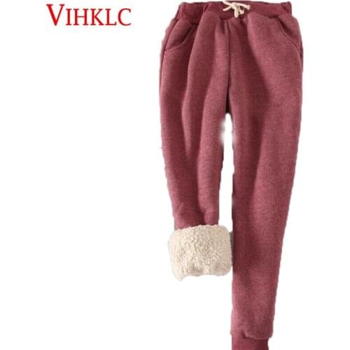 2020 Thick Velvet Warm Pants Trousers Women 2019 Winter Casual Drawstring Elastic Waist Pants Loose Solid Sweatpants C407