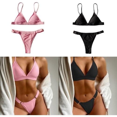 Womens Swimsuits Adjustable Bathing Suit Bottoms Solids Swimwear Separates Ribbed Bikinis split swimsuit solid color bikini