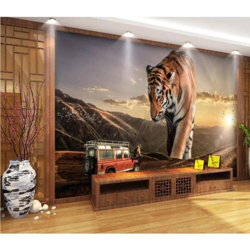 WDBH 3d wallpaper Custom photo HD Dream Tiger Car background living room home decor 3d wall mural wallpaper for walls 3 d