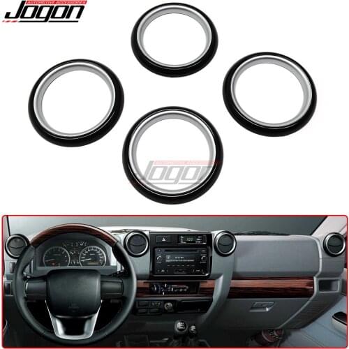Car Air Vent Outlet Ring Cover Trim For Toyota Land Cruiser FJ70 FJ76 FJ77 FJ78 FJ79 4pcs ABS Decoration Silver & Wood Color