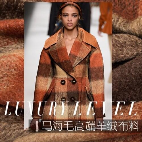 Angora Mohair Cashmere Fabric Yarn-dyed Plaid Warm Cashmere Coat 150cm Winter Wool Fabrics Cashmere Cloth Per Meter