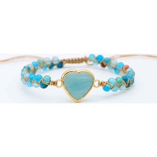 Love Shape Natural Stone Bracelet Amazon Stone Heal Bracelet Handmade Bracelet Gifts