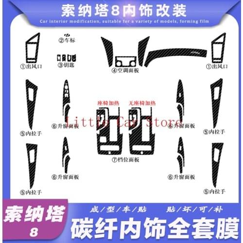For Hyundai Sonata 8th Automotive Carbon Fiber Center Console Interior Modification Decorative Film Sticker Car Accessories