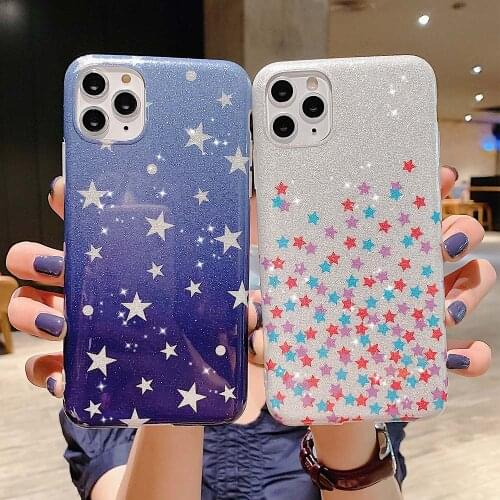 Glitter Star Flowers Phone Case For iPhone 11 Pro Max XR X XS Max Bling Cases For iPhone 7 8 Plus SE 2020 Soft TPU Back Cover