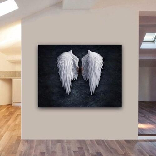 Home Decoration Pop Art Mordern Wall Poster and Print Black White Angel Wing Canvas Painting on Canvas Picture for Home Decor
