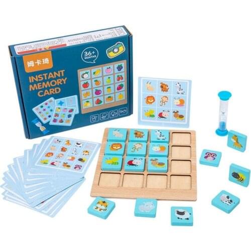 1set Wood Building Boards Learning Toys Instant Photo Memory Chess Game Early Education Toy Photographic Memory Puzzle Board