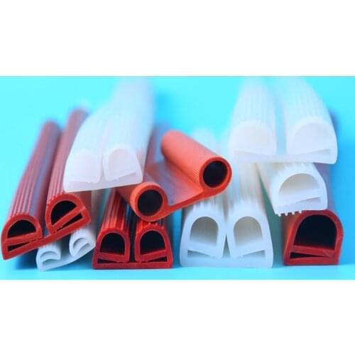 Custom Double e Shape Silicone Rubber Sealing Strip Steam Cabinet Oven Seals High Temperature Heat Resistant Strip White Red