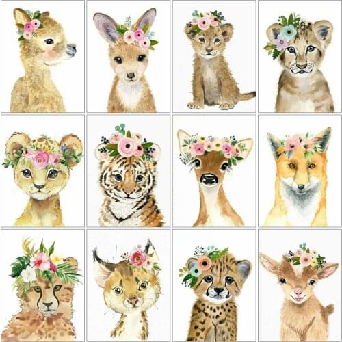 Evershine Diamond Painting Tiger Animal Mosaic Kits 5D DIY Diamond Embroidery Fox Cartoon Full Square Round Drill Handicraft