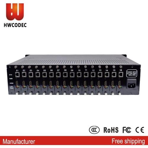 HWCODEC H2160H 16 Channels HDMI Encoder 1080P H.264 OSD Video Encoder for IPTV Live Streaming Via RTMP RTSP RTMPS P-P UDP SRT