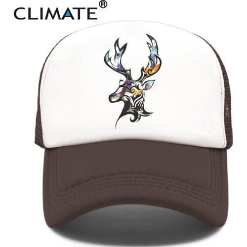 CLIMATE Deer Trucker Cap Men Deer Elk Cool Caps Elk Caribou Hunting Hunt Hip Hop Hat Baseball Cap Summer Cool Mesh Cap Men